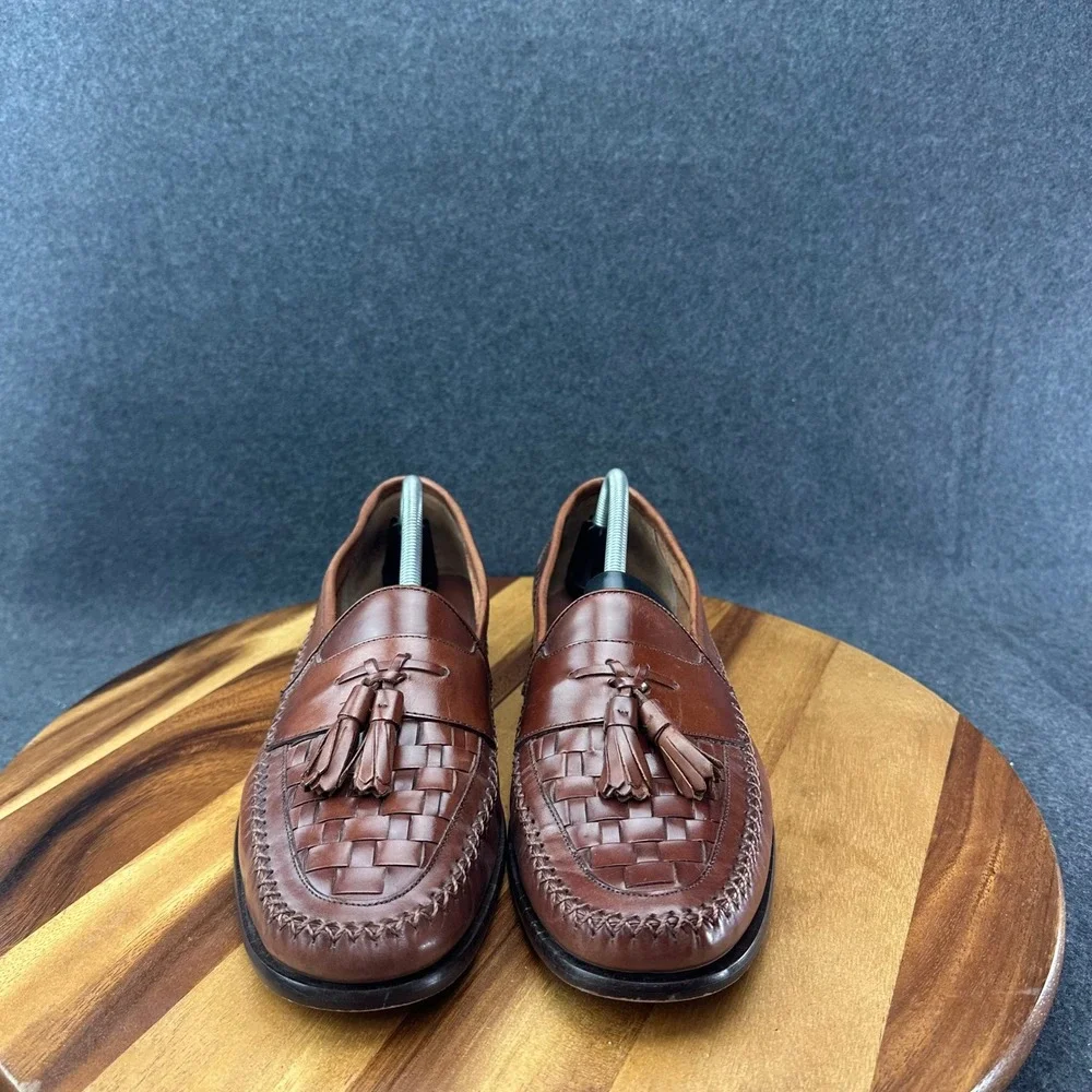 GH Bass & Co Mens 11.5 M Weejuns Larkin Woven Moc Toe Bellagio Loafers Brown